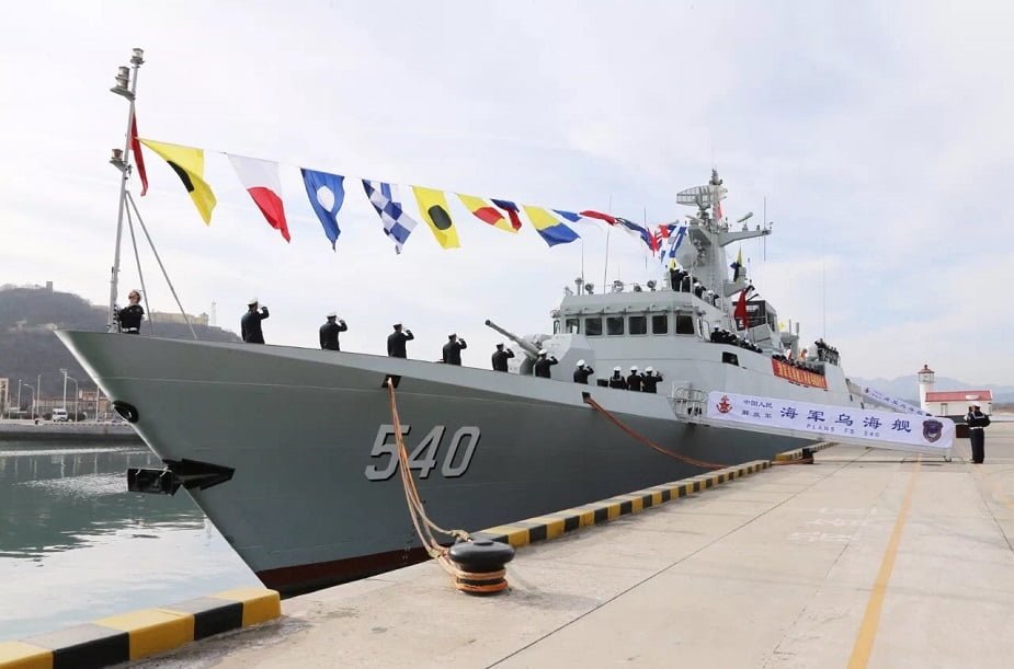 Type 056A Corvette Wuhai during the commissioning ceremony