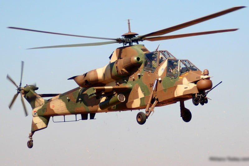 The AH-2 Rooivalk is armed with a 20mm cannon mounted at the nose.